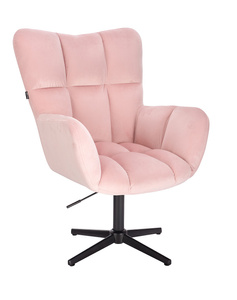 FOTEL HR650CROSS PUDROWY RÓŻ WELUR CZARNA PODSTAWA