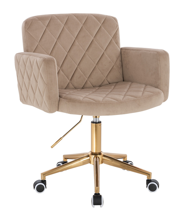 FOTEL HR802K LATTE WELUR ZŁOTA PODSTAWA