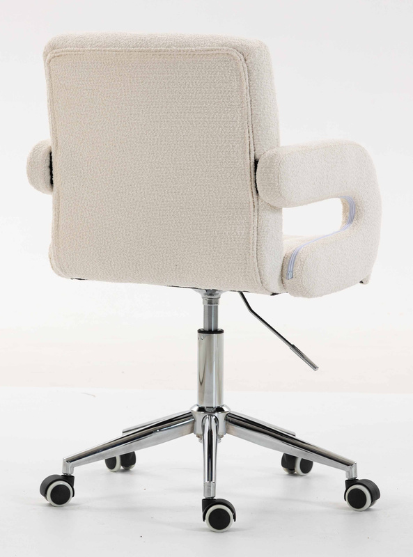 FOTEL HR8404K KREMOWY BARANEK CHROMOWANA PODSTAWA