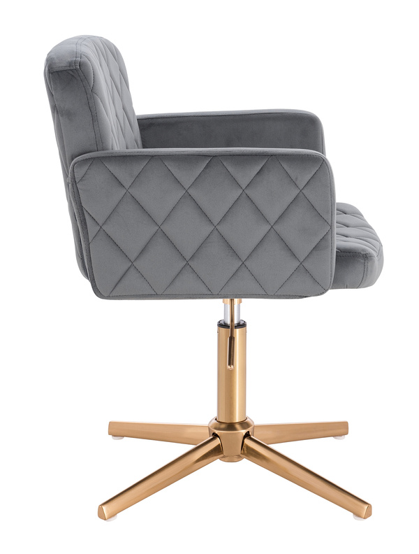 FOTEL HR802CROSS GRAFITOWY WELUR ZŁOTA PODSTAWA