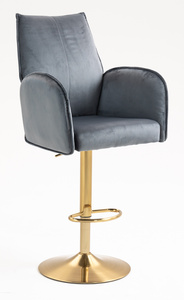 FOTEL HR280W GRAFITOWY WELUR ZŁOTA PODSTAWA