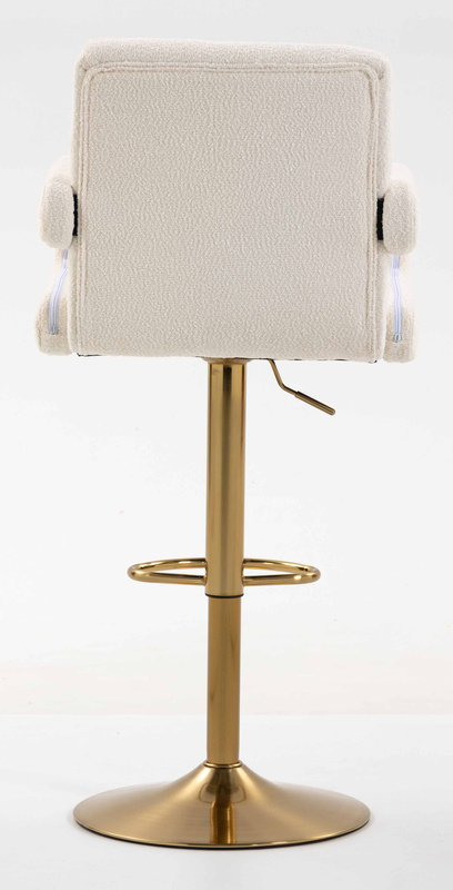FOTEL HR8404W KREMOWY BARANEK ZŁOTA PODSTAWA