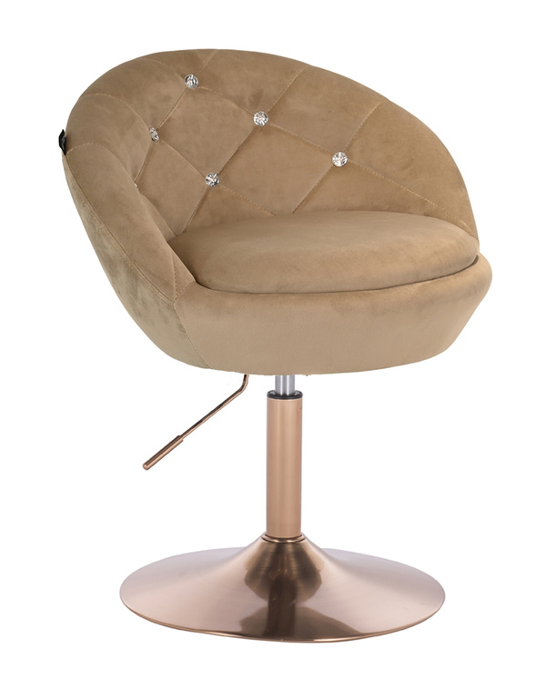 FOTEL HR948N LATTE WELUR ZŁOTA PODSTAWA