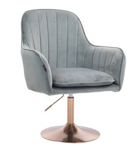 FOTEL HR2022N STALOWY WELUR ZŁOTA PODSTAWA