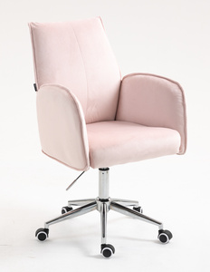FOTEL HR280K PUDROWY RÓŻ WELUR CHROMOWANA PODSTAWA