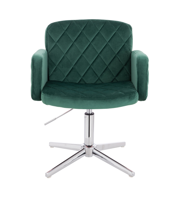 FOTEL HR802CROSS BUTELKOWA ZIELEŃ WELUR CHROMOWANA PODSTAWA