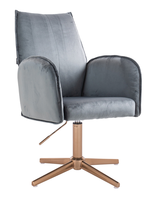 FOTEL HR280CROSS GRAFITOWY WELUR ZŁOTA PODSTAWA