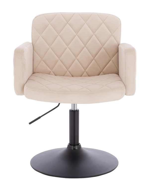 FOTEL HR802N KREMOWY WELUR CZARNA PODSTAWA