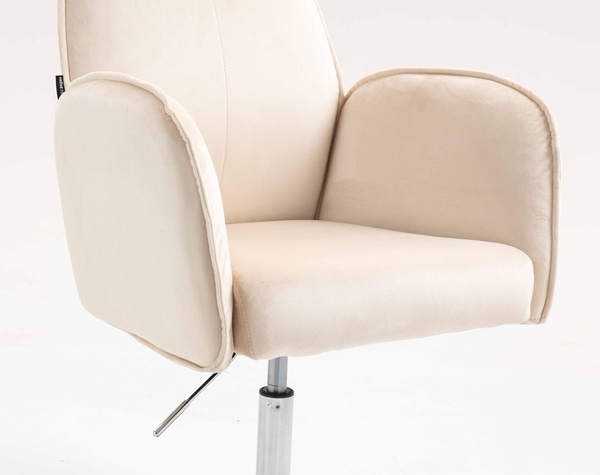 FOTEL HR280N KREMOWY WELUR CHROMOWANA PODSTAWA