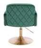 FOTEL HR802N BUTELKOWA ZIELEŃ WELUR ZŁOTA PODSTAWA