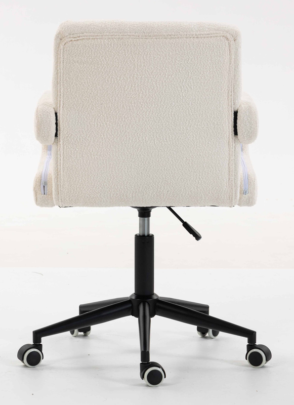 FOTEL HR8404K KREMOWY BARANEK CZARNA PODSTAWA