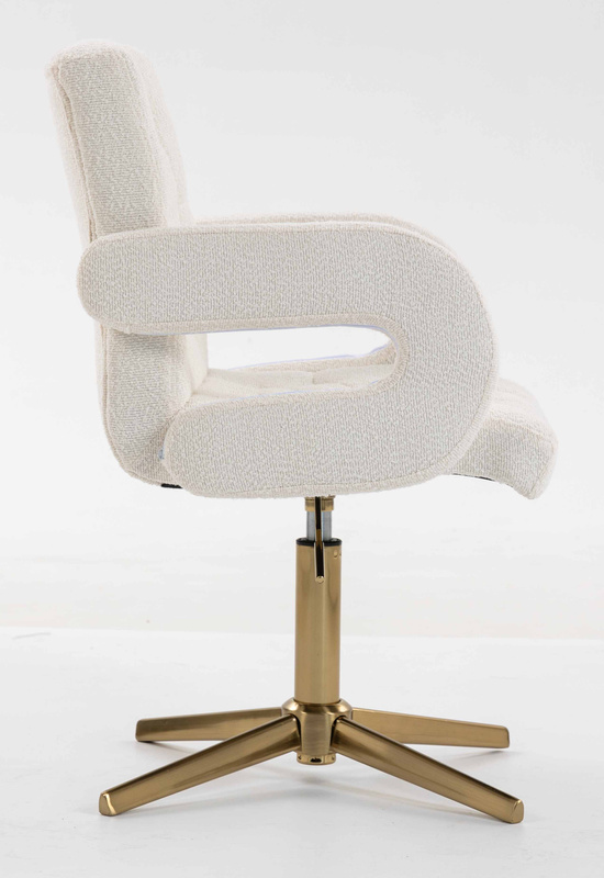 FOTEL HR8404CROSS KREMOWY BARANEK ZŁOTA PODSTAWA