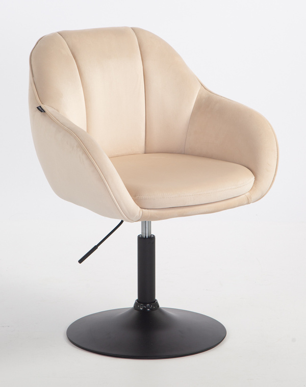 FOTEL HR2055N KREMOWY WELUR CZARNA PODSTAWA