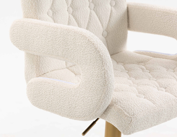 FOTEL HR8404W KREMOWY BARANEK ZŁOTA PODSTAWA