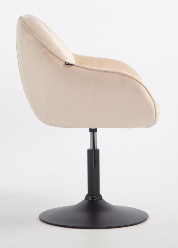 FOTEL HR2055N KREMOWY WELUR CZARNA PODSTAWA