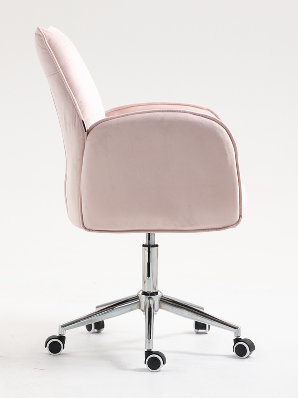 FOTEL HR280K PUDROWY RÓŻ WELUR CHROMOWANA PODSTAWA