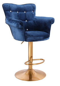 FOTEL HR804CW CIEMNE MORZE WELUR ZŁOTA PODSTAWA