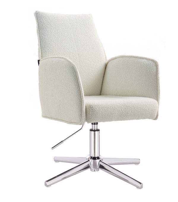 FOTEL HR280CROSS KREMOWY BARANEK CHROMOWANA PODSTAWA