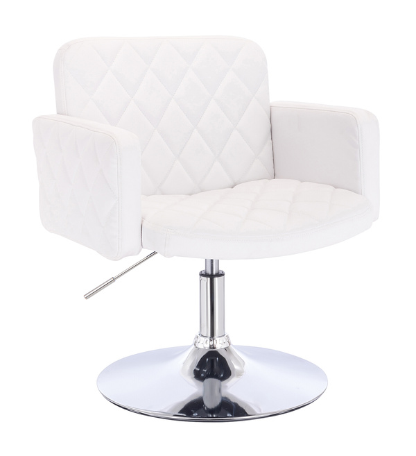 FOTEL HC802N BIAŁY CHROMOWANA PODSTAWA