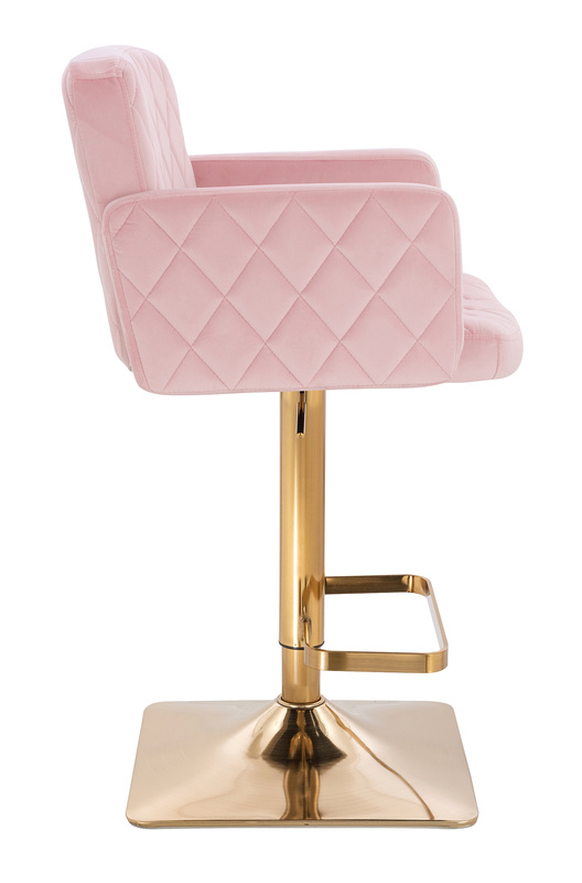 FOTEL HR802KW PUDROWY RÓŻ WELUR ZŁOTA PODSTAWA