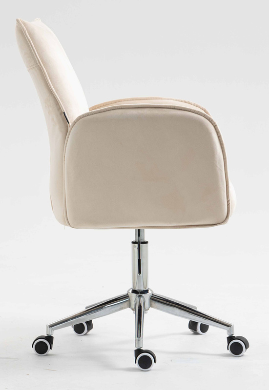 FOTEL HR280K KREMOWY WELUR CHROMOWANA PODSTAWA