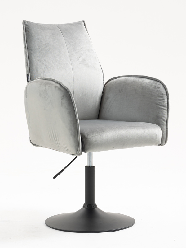 FOTEL HR280N STALOWY WELUR CZARNA PODSTAWA