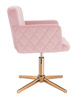 FOTEL HR802CROSS PUDROWY RÓŻ WELUR ZŁOTA PODSTAWA