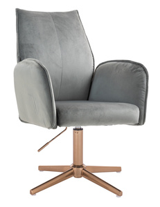 FOTEL HR280CROSS STALOWY WELUR ZŁOTA PODSTAWA