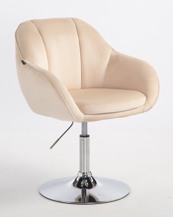 HOKER HR2055N KREMOWY WELUR CHROMOWANA PODSTAWA