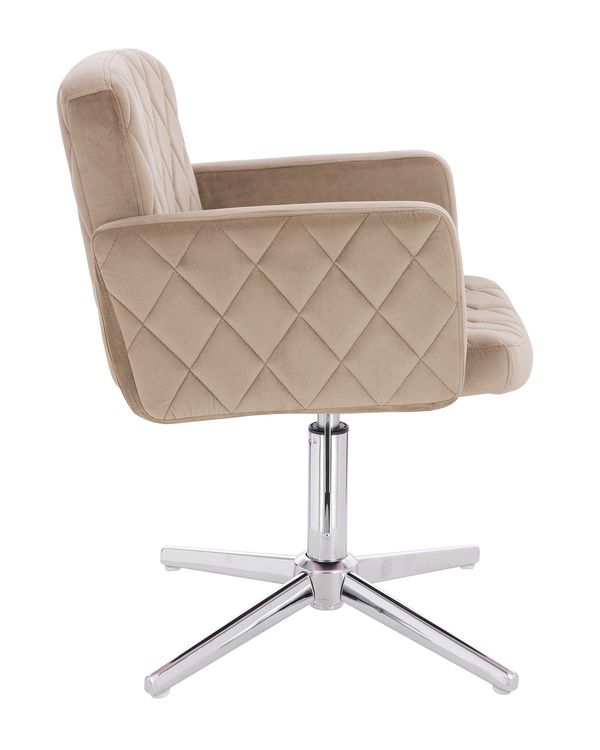 FOTEL HR802CROSS LATTE WELUR CHROMOWANA PODSTAWA