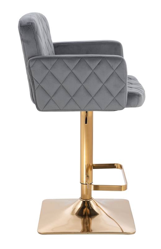 FOTEL HR802KW GRAFITOWY WELUR ZŁOTA PODSTAWA