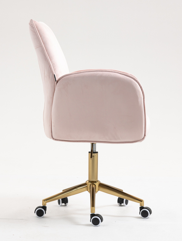 FOTEL HR280K PUDROWY RÓŻ WELUR ZŁOTA PODSTAWA