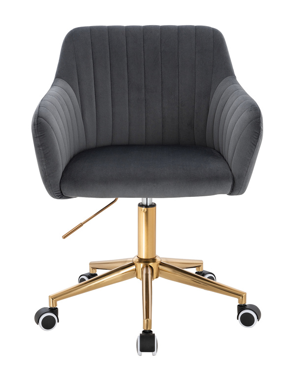 FOTEL HR190K GRAFITOWY WELUR ZŁOTA PODSTAWA