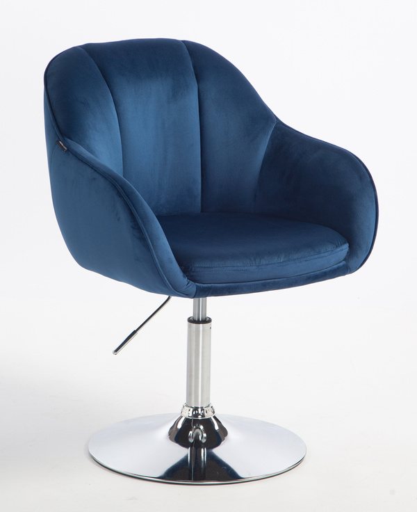 HOKER HR2055N CIEMNE MORZE WELUR CHROMOWANA PODSTAWA