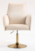 FOTEL HR280N KREMOWY WELUR ZŁOTA PODSTAWA