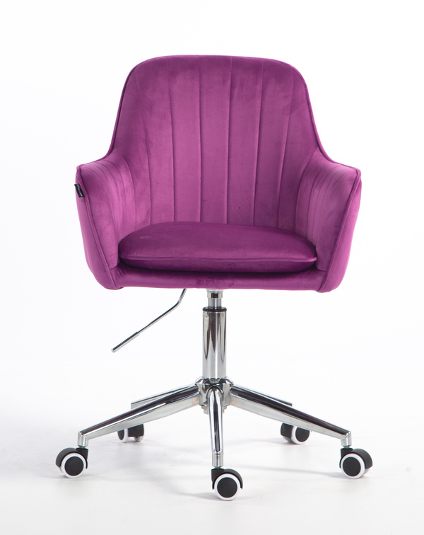 FOTEL HR2022K FUKSJA WELUR CHROMOWANA PODSTAWA