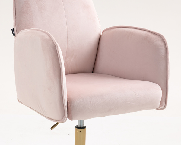 FOTEL HR280N PUDROWY RÓŻ WELUR ZŁOTA PODSTAWA