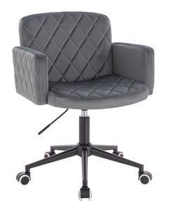 FOTEL HR802K GRAFITOWY WELUR CZARNA PODSTAWA