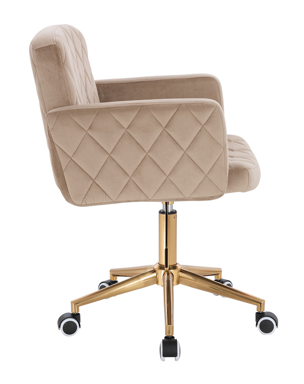 FOTEL HR802K LATTE WELUR ZŁOTA PODSTAWA