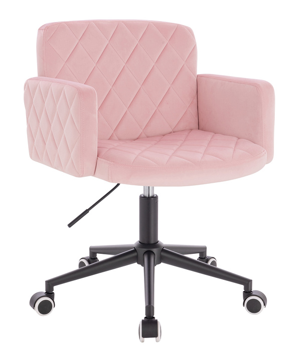 FOTEL HR802K PUDROWY RÓŻ WELUR CZARNA PODSTAWA