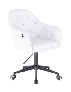 FOTEL HR830 BIAŁA SKÓRA CZARNY MAT KÓŁKA