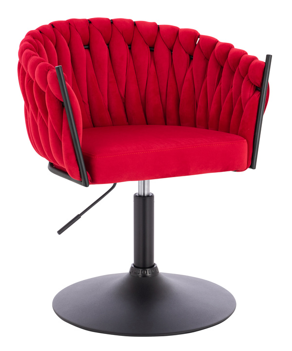 FOTEL HR750N CZERWONY WELUR CZARNA PODSTAWA