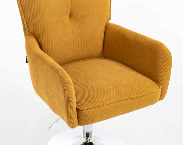 HOKER HR250N ŻÓŁTY CURRY PREMIUM CORD SZTRUKS CHROMOWANA PODSTAWA