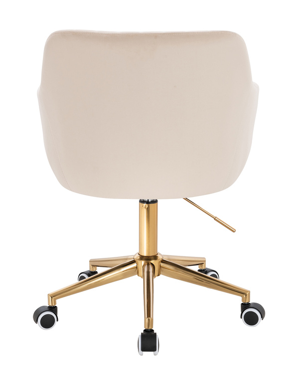FOTEL HR190K KREMOWY WELUR ZŁOTA PODSTAWA