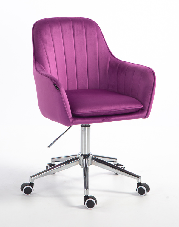 FOTEL HR2022K FUKSJA WELUR CHROMOWANA PODSTAWA