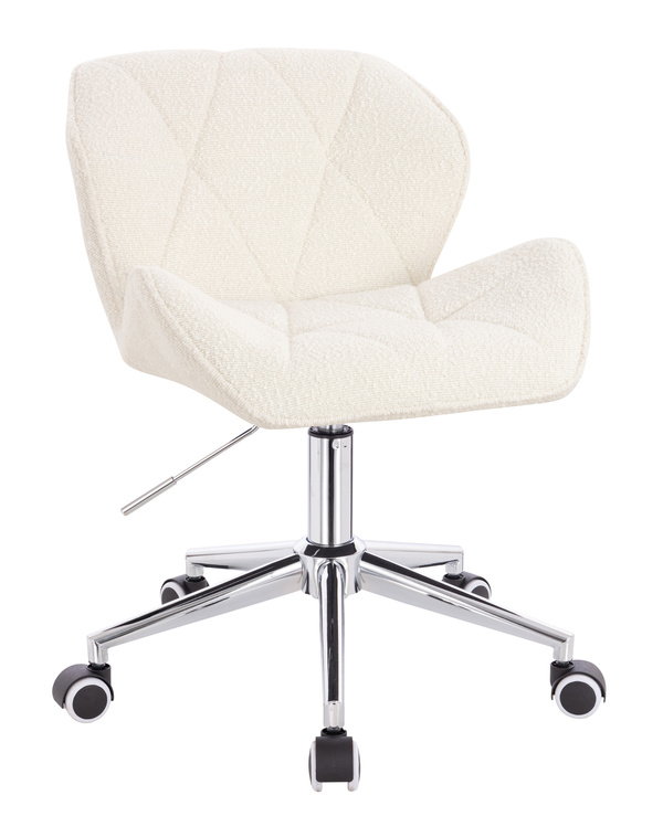 FOTEL HR111K KREMOWY BARANEK CHROMOWANA PODSTAWA