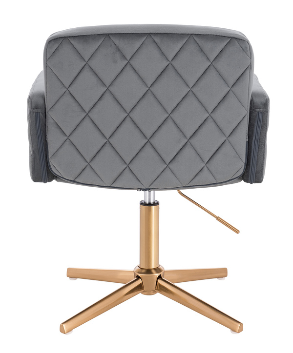 FOTEL HR802CROSS GRAFITOWY WELUR ZŁOTA PODSTAWA