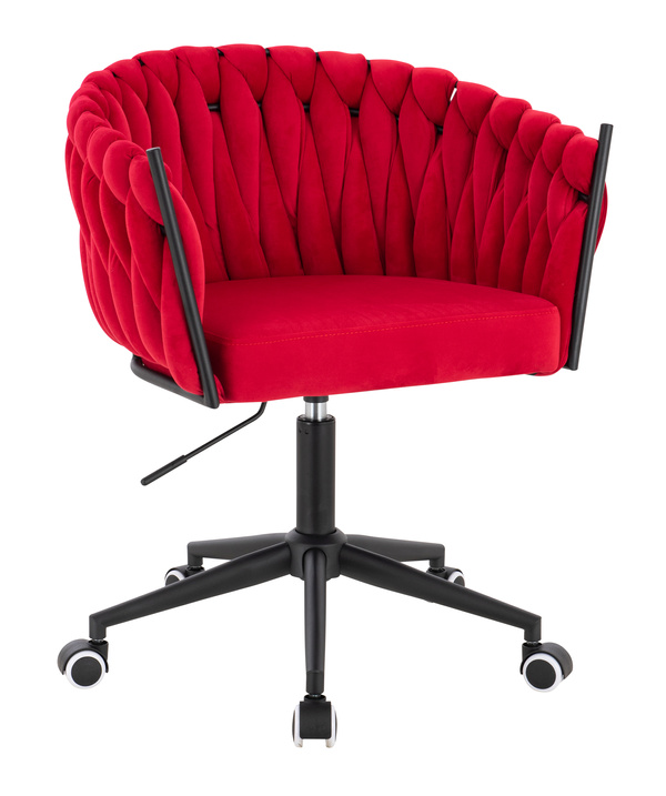 FOTEL HR750K CZERWONY WELUR CZARNA PODSTAWA