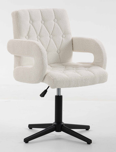 FOTEL HR8404CROSS KREMOWY BARANEK CZARNA PODSTAWA