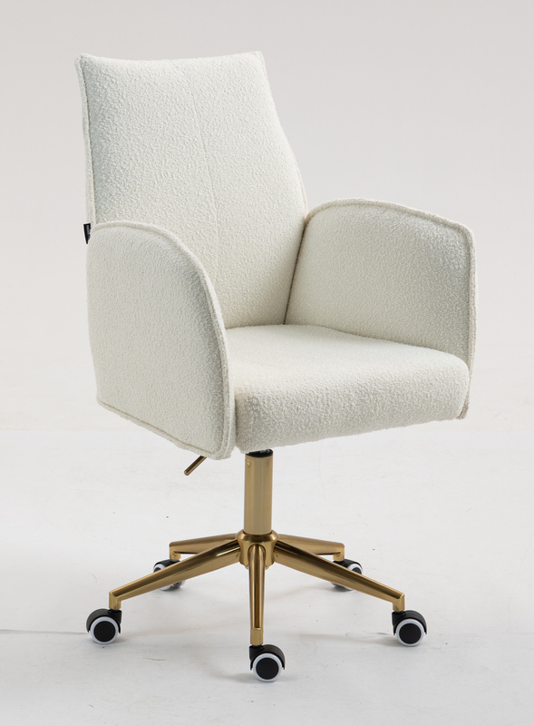 FOTEL HR280K KREMOWY BARANEK ZŁOTA PODSTAWA